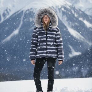 Artic Army Puffer Down Coat  Jacket Black raccoon fur hood Women’s Size M